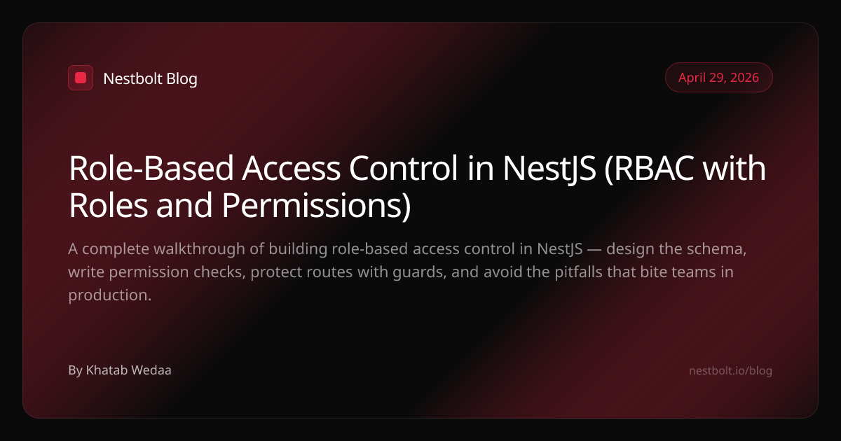 NestJS RBAC — Roles, Permissions, and Guards (2026 Guide) | Nestbolt